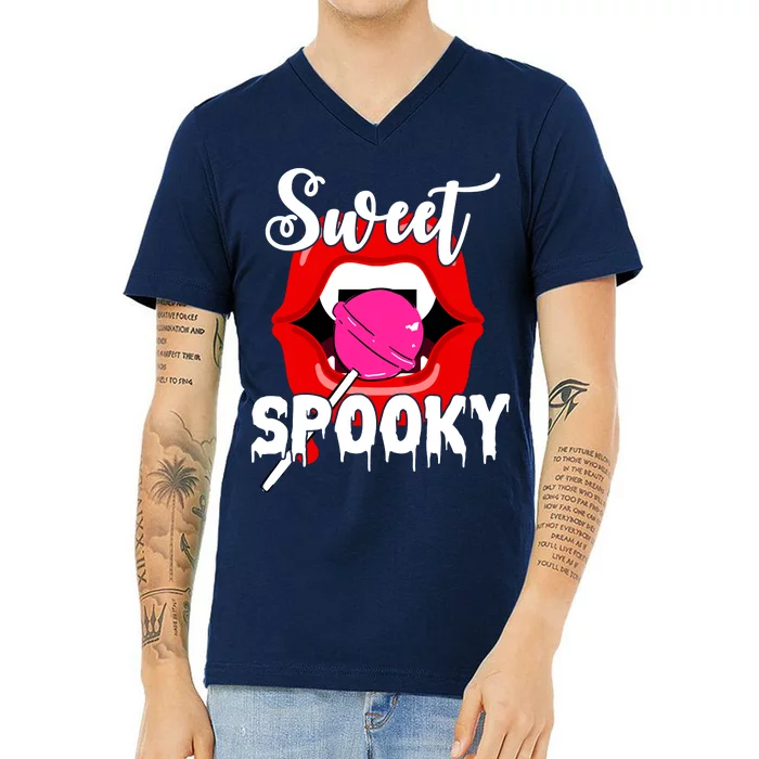 Sweet Spooky Vampire Lips Halloween V-Neck T-Shirt