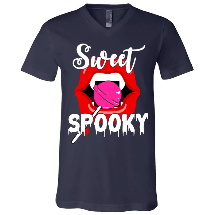 Sweet Spooky Vampire Lips Halloween V-Neck T-Shirt