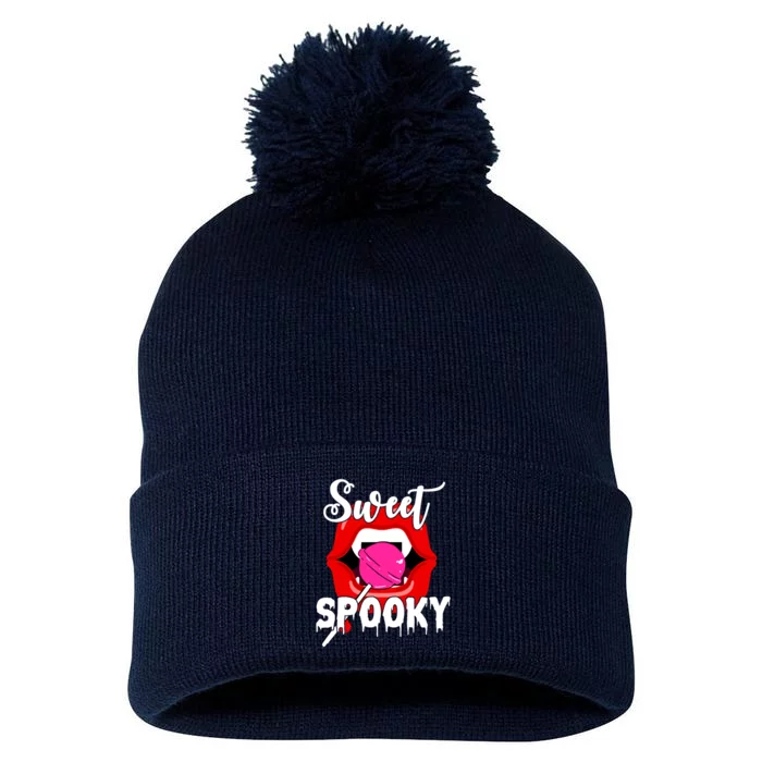 Sweet Spooky Vampire Lips Halloween Pom Pom 12in Knit Beanie