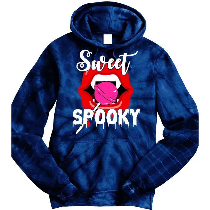 Sweet Spooky Vampire Lips Halloween Tie Dye Hoodie