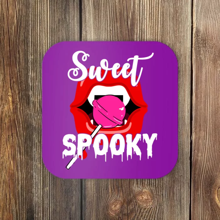 Sweet Spooky Vampire Lips Halloween Coaster