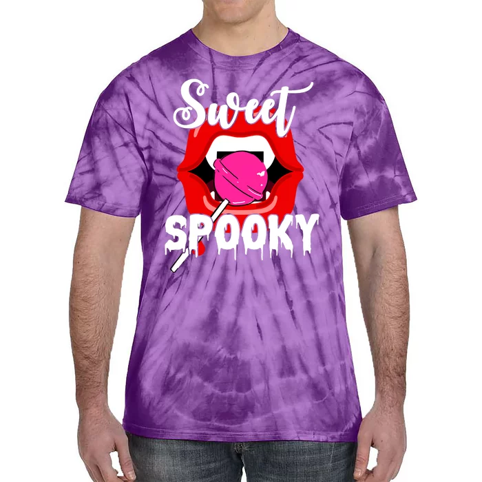 Sweet Spooky Vampire Lips Halloween Tie-Dye T-Shirt