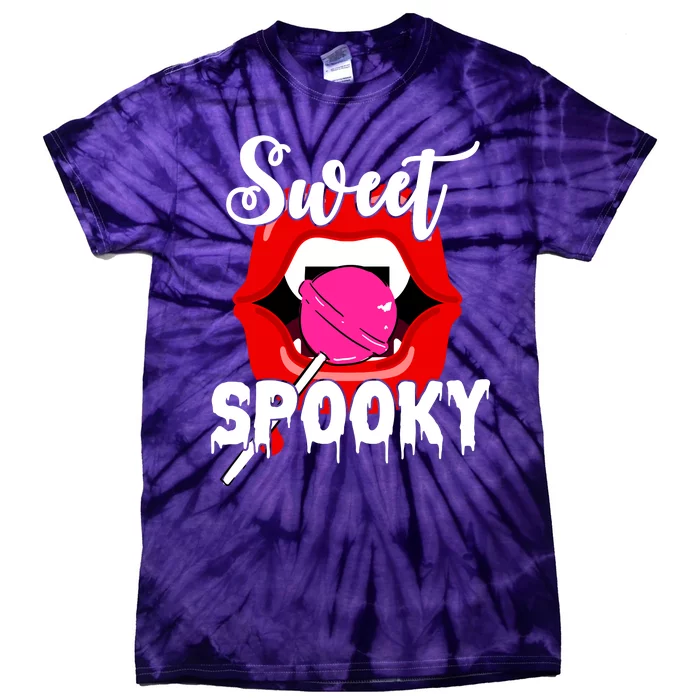 Sweet Spooky Vampire Lips Halloween Tie-Dye T-Shirt