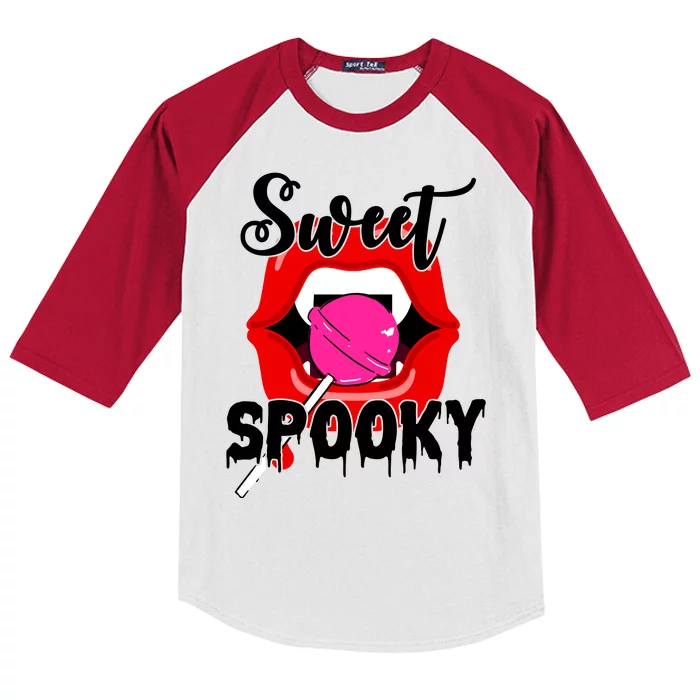 Sweet Spooky Vampire Lips Halloween Kids Colorblock Raglan Jersey