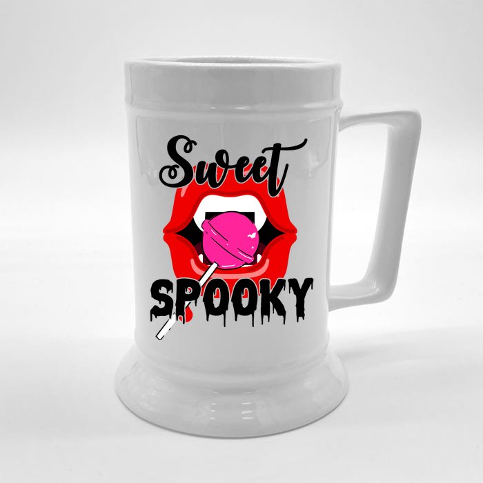 Sweet Spooky Vampire Lips Halloween Front & Back Beer Stein