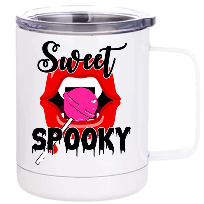 Sweet Spooky Vampire Lips Halloween Front & Back 12oz Stainless Steel Tumbler Cup