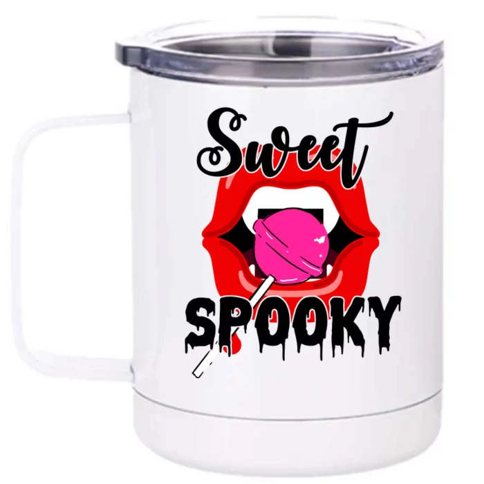 Sweet Spooky Vampire Lips Halloween Front & Back 12oz Stainless Steel Tumbler Cup