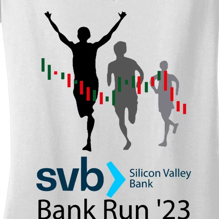 Svb Silicon Valley Bank Run ′23 Women's V-Neck T-Shirt