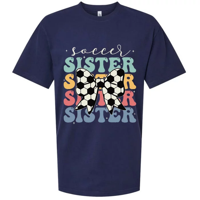 Soccer Sister Vintage Sport Lover Sister Mothers Da Sueded Cloud Jersey T-Shirt