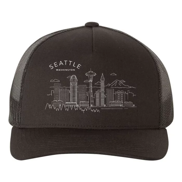 Seattle Skyline Vintage Seattle Washington Yupoong Adult 5-Panel Trucker Hat