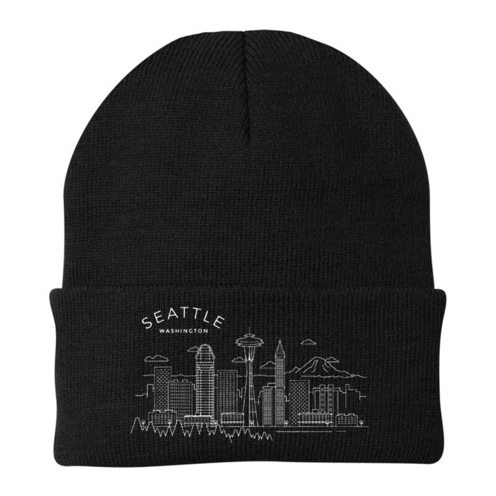 Seattle Skyline Vintage Seattle Washington Knit Cap Winter Beanie