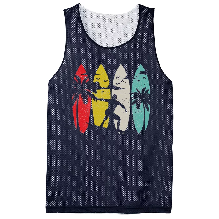 Surfer Surfboard Vintage Surfing Beach Summer Surf Mesh Reversible Basketball Jersey Tank