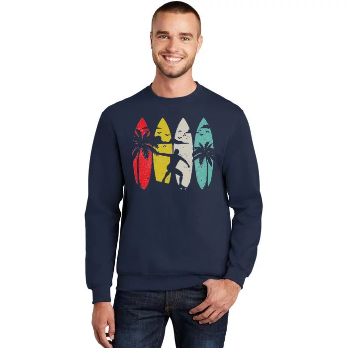 Surfer Surfboard Vintage Surfing Beach Summer Surf Tall Sweatshirt