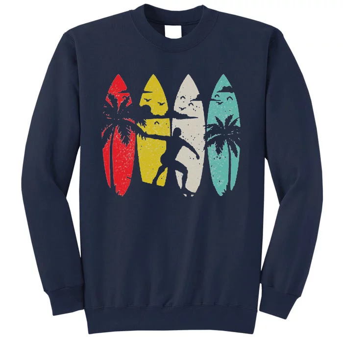 Surfer Surfboard Vintage Surfing Beach Summer Surf Tall Sweatshirt