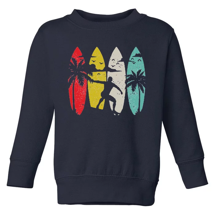 Surfer Surfboard Vintage Surfing Beach Summer Surf Toddler Sweatshirt