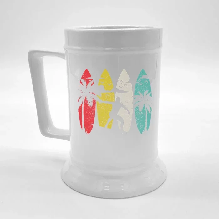 Surfer Surfboard Vintage Surfing Beach Summer Surf Front & Back Beer Stein