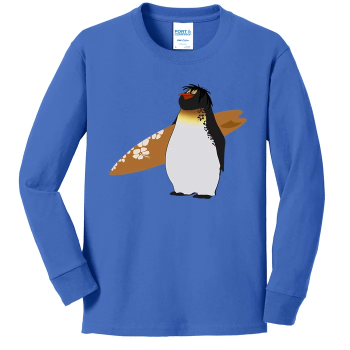 Surfing Surfboard Vintage Classic Retro Surfboarder Penguin Gift Kids Long Sleeve Shirt