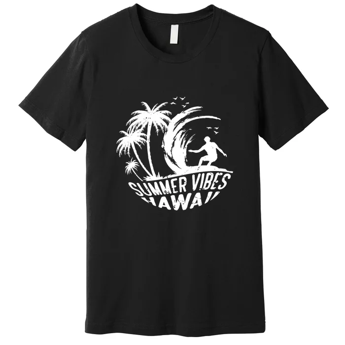 Surfing Summer Vibes Hawaii Surfing Vintage Gift Premium T-Shirt