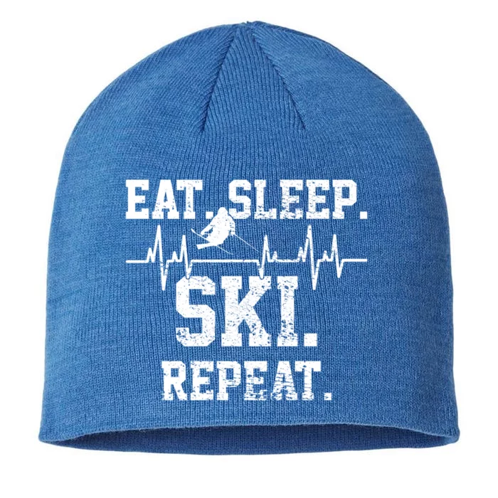 Skiing Ski Vintage Heartbeat Gift 8 1/2in Sustainable Knit Beanie