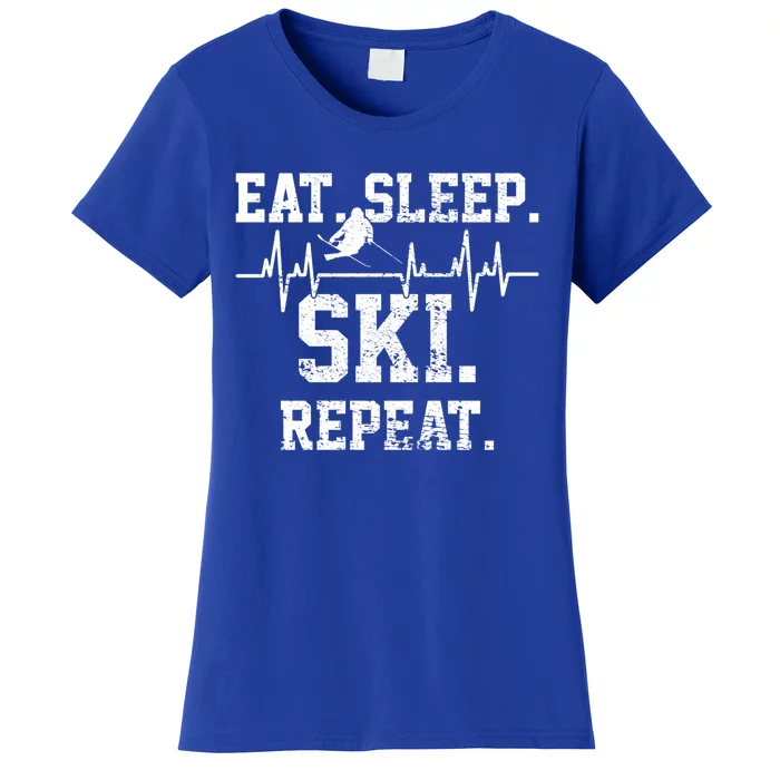 Skiing Ski Vintage Heartbeat Gift Women's T-Shirt