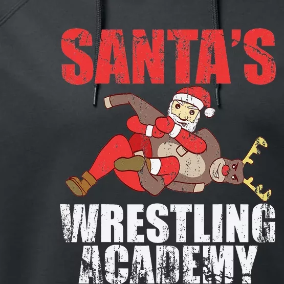 Santa Sport Wrestling Ring Fight Choke Tap Design Performance Fleece Hoodie