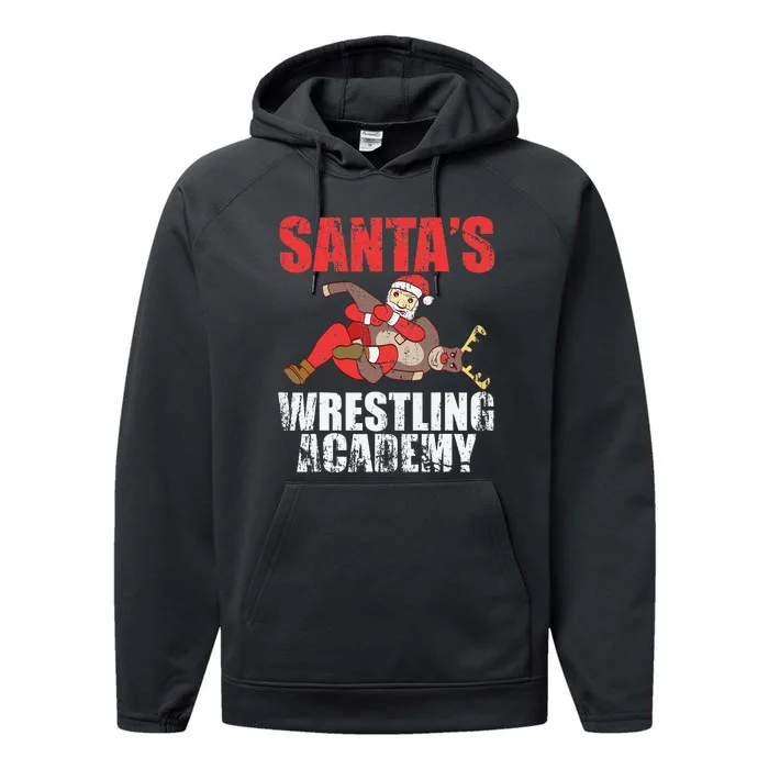 Santa Sport Wrestling Ring Fight Choke Tap Design Performance Fleece Hoodie