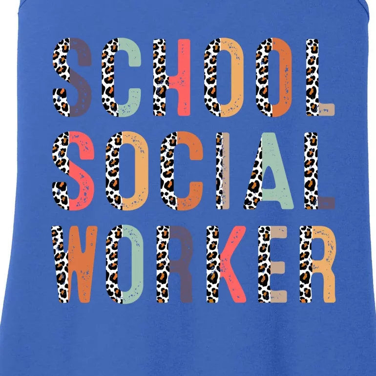 School Social Worker Funny Gift School Social Worker Leopard Gift Ladies Essential Tank