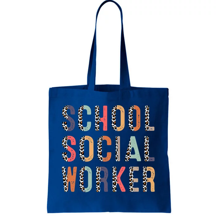 School Social Worker Funny Gift School Social Worker Leopard Gift Tote Bag