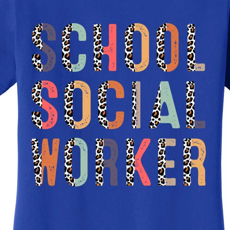 School Social Worker Funny Gift School Social Worker Leopard Gift Women's T-Shirt