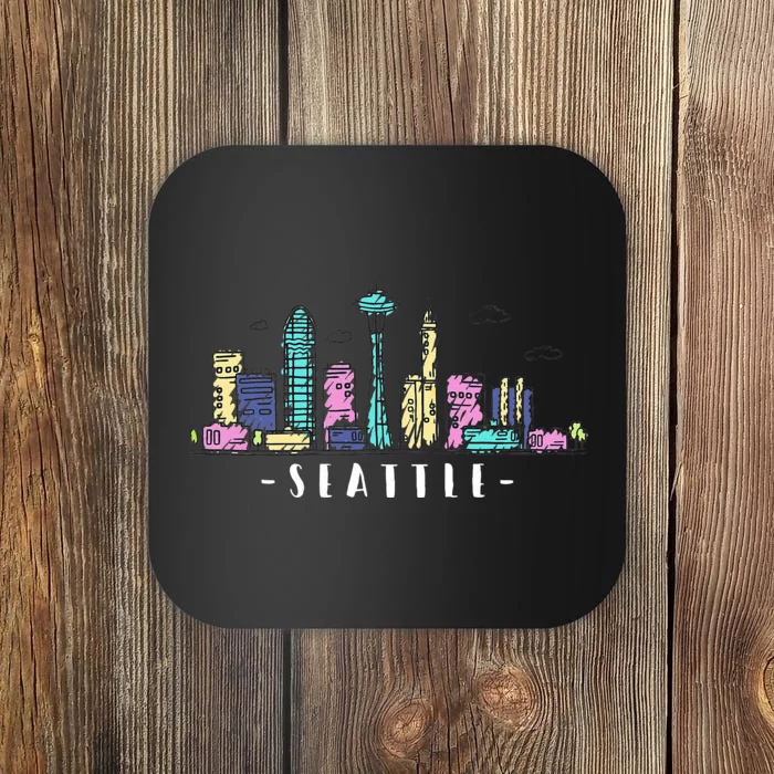 Seattle Skyline Washington PNW Vintage Coaster