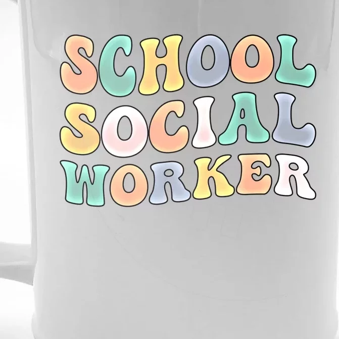 School Social Worker Groovy School Social Worker Crew Great Gift Front & Back Beer Stein