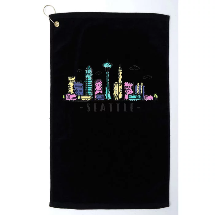 Seattle Skyline Washington PNW Vintage Platinum Collection Golf Towel