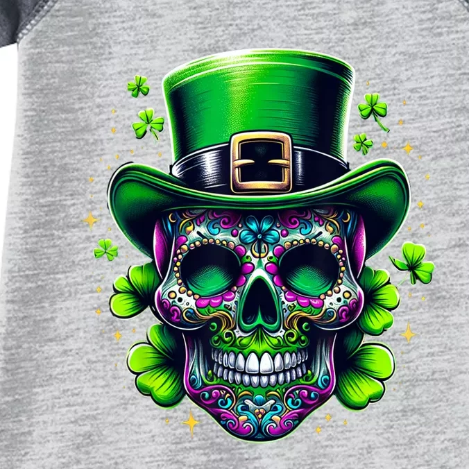 Sugar Skull Wearing Irish Leprechaun Hat St. PatrickS Day Infant Baby Jersey Bodysuit