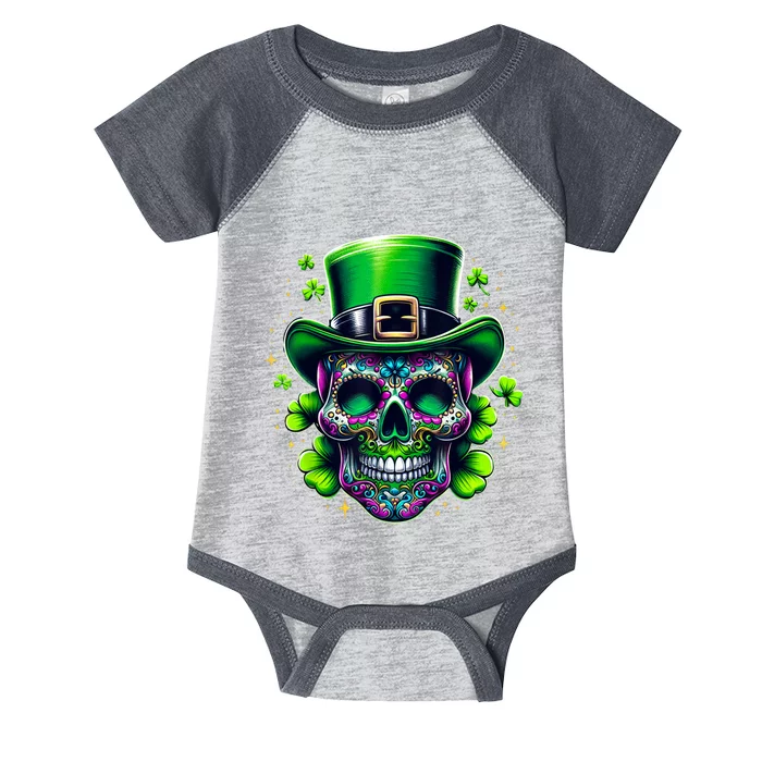 Sugar Skull Wearing Irish Leprechaun Hat St. PatrickS Day Infant Baby Jersey Bodysuit