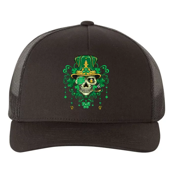 Sugar Skull Wearing Irish Leprechaun Hat St. PatrickS Day Yupoong Adult 5-Panel Trucker Hat