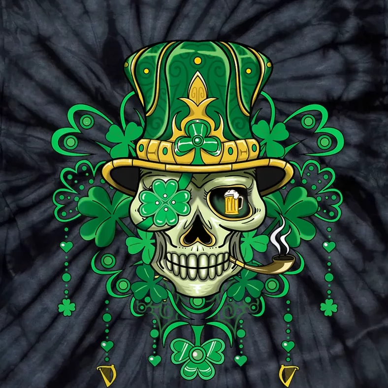 Sugar Skull Wearing Irish Leprechaun Hat St. PatrickS Day Tie-Dye T-Shirt