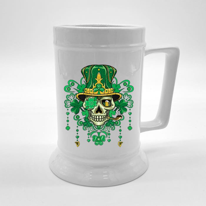 Sugar Skull Wearing Irish Leprechaun Hat St. PatrickS Day Front & Back Beer Stein