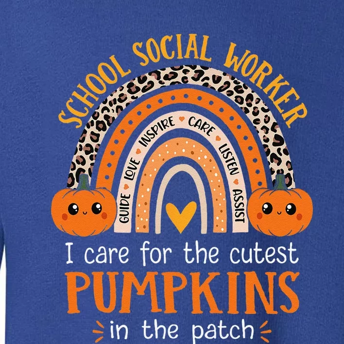 School Social Worker Halloween Rainbow Leopard School Worker Toddler Sweatshirt