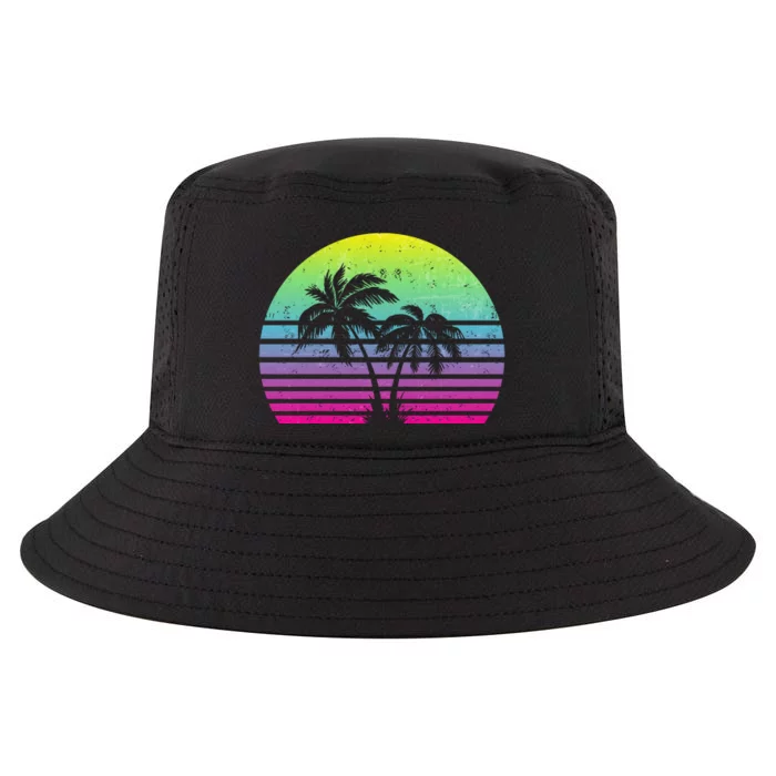 Summertime Synthwave Sunset With Palms Cool Comfort Performance Bucket Hat