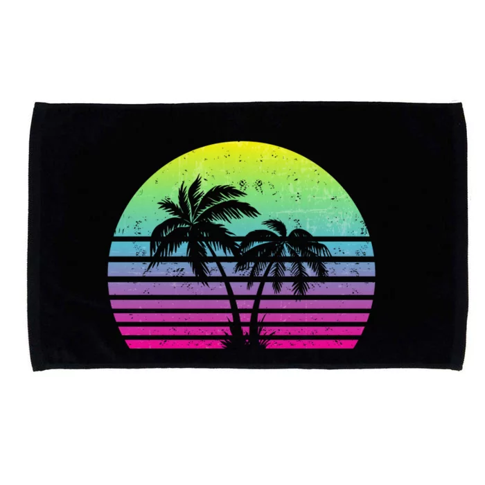 Summertime Synthwave Sunset With Palms Microfiber Hand Towel