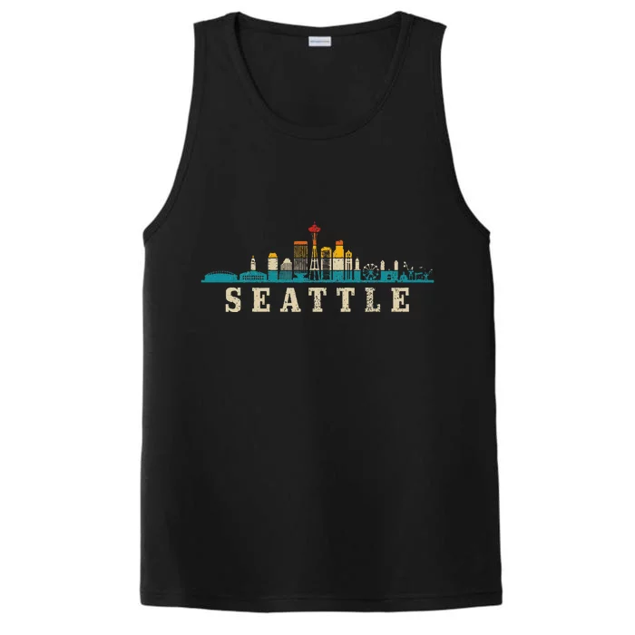 Seattle Skyline Washington Vintage Pride Retro Performance Tank