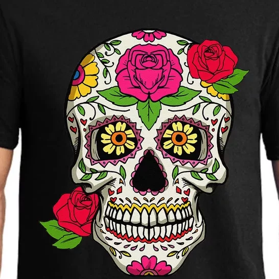 Sugar Skull With Roses Day Of Dead Women's Sugar Skull Pajama Set