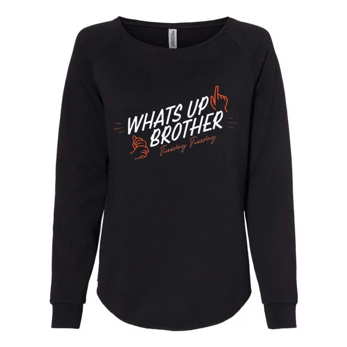 Sketch Streamer Whats Up Brother Womens California Wash Sweatshirt