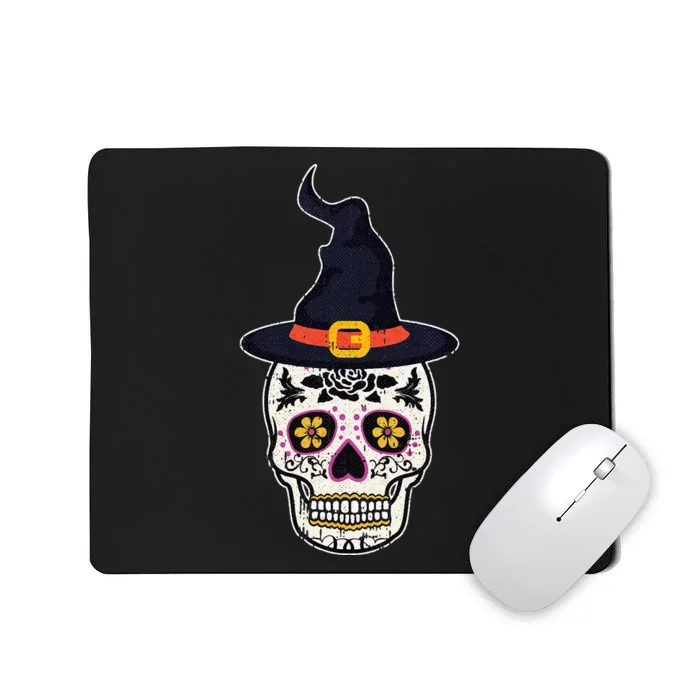 Sugar Skull Witch Lazy Halloween Costume Dia De Los Muertos Mousepad