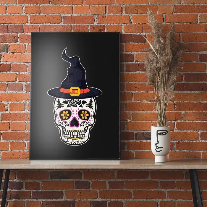 Sugar Skull Witch Lazy Halloween Costume Dia De Los Muertos Poster