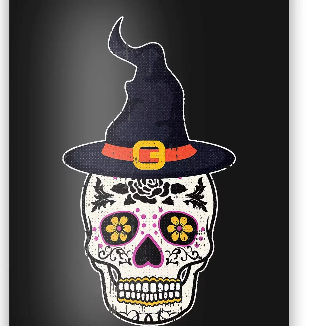 Sugar Skull Witch Lazy Halloween Costume Dia De Los Muertos Poster