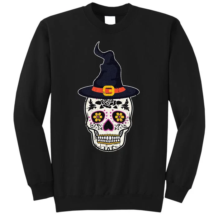 Sugar Skull Witch Lazy Halloween Costume Dia De Los Muertos Tall Sweatshirt