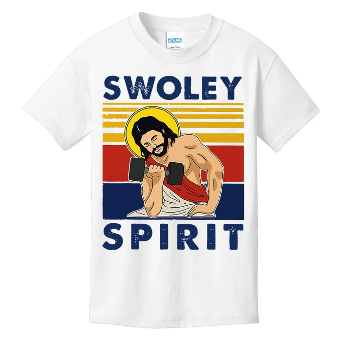 Swoley Spirit Weight Lifting Jesus Swoley Spirit Kids T-Shirt