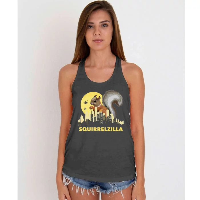 Squirrelzilla Squirrel Whisperer Squirrel Lover Animal Women's Knotted Racerback Tank