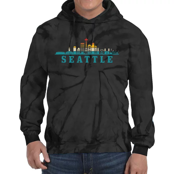 Seattle Skyline Washington Vintage Pride Retro Tie Dye Hoodie